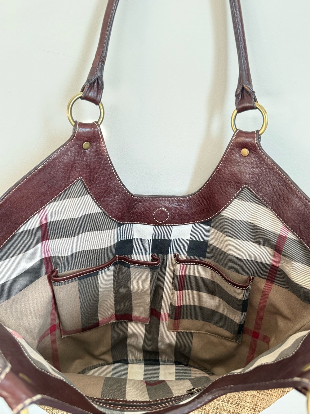 Burberry London Raffia Dark Brown Bucket Bag - Picture 9 of 16